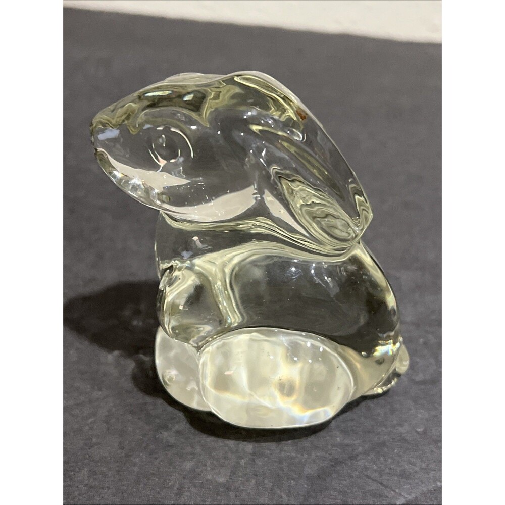 Crystal Easter Bunny Figurine Sitting Rabbit Ears Down VTG Paperweight Statue